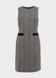 Lucia Wool Dress, Black Ivory, hi-res