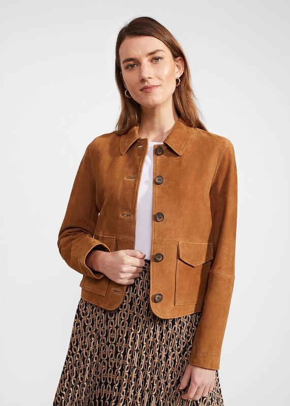 Ashlee Suede Jacket, Tan Ashlee Suede Jacket