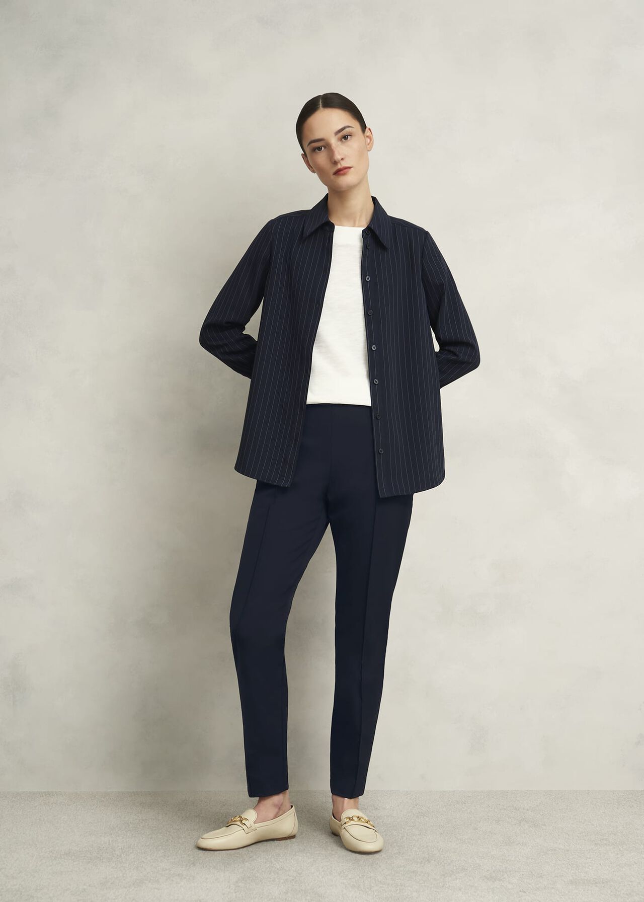 Lexi Slim Travel Trousers, Navy, hi-res