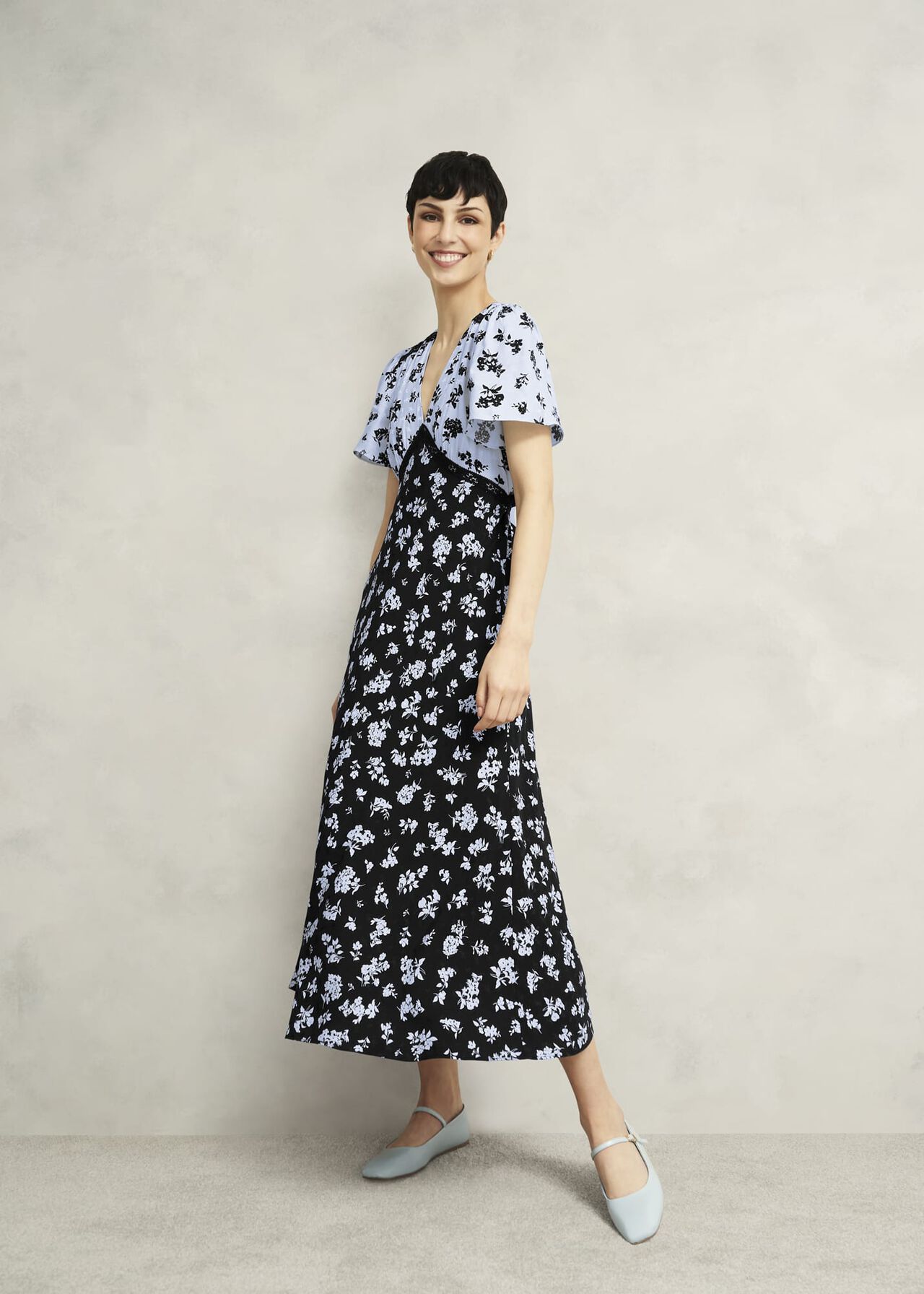 Arlington Tea Dress, Black Blue, hi-res