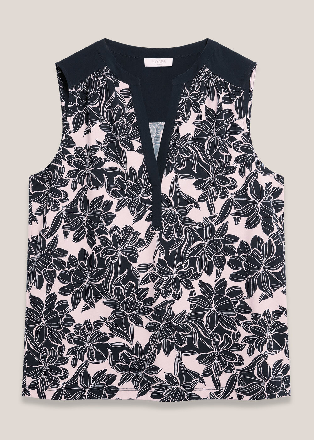 Nadine Printed Sleeveless Top, Pink Navy, hi-res