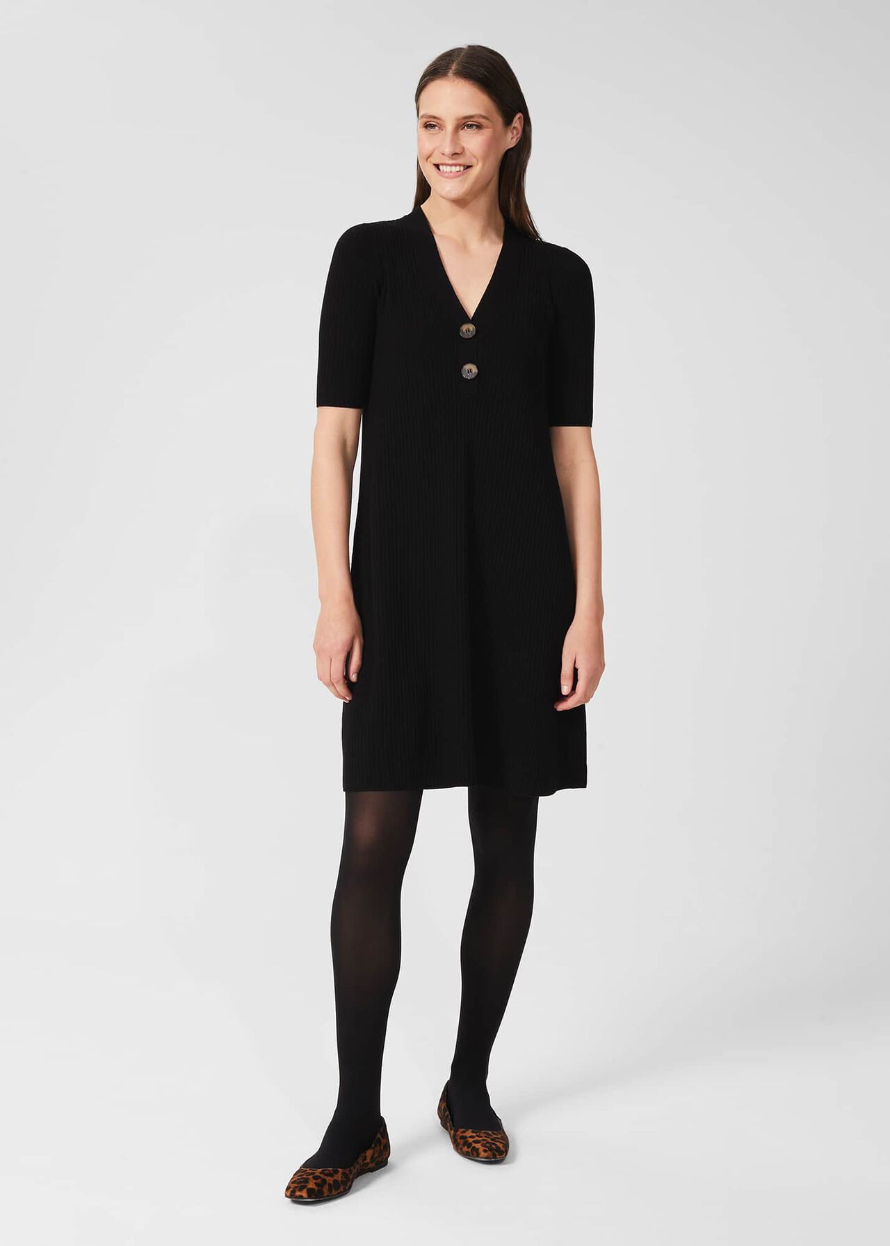 Josie Knitted Dress, Black, hi-res