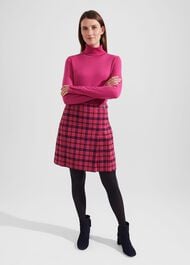 Lara Merino Wool Roll Neck Jumper, Pink, hi-res