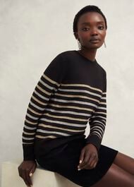 Destiny Sparkle Stripe Jumper , Black Multi, hi-res