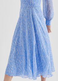 Viviana Silk Fit And Flare Dress, Blue Multi, hi-res