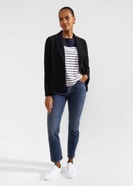 Kiera Leather Belt, Navy, hi-res