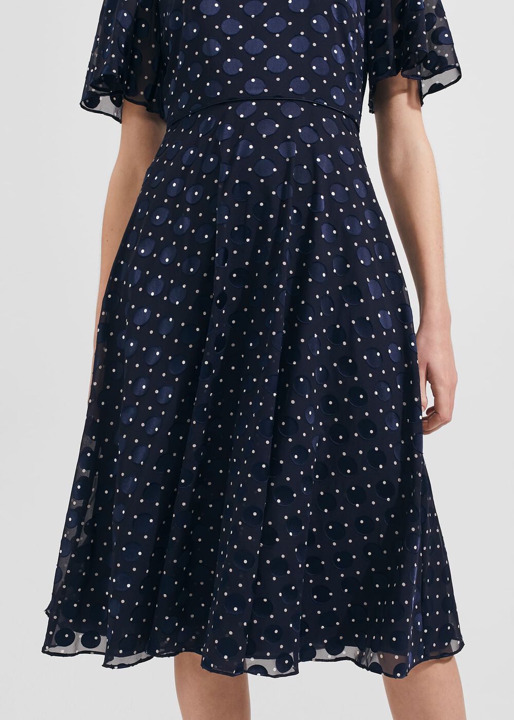 Ceira Spot Fit And Flare Dress, Navy Ivory, hi-res