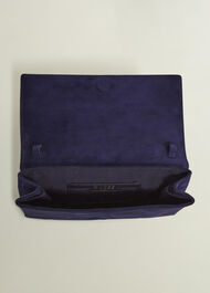 Renata Suede Clutch Bag, Midnight, hi-res