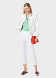 Mallory Cotton Blend Capri Pants With Stretch, White, hi-res