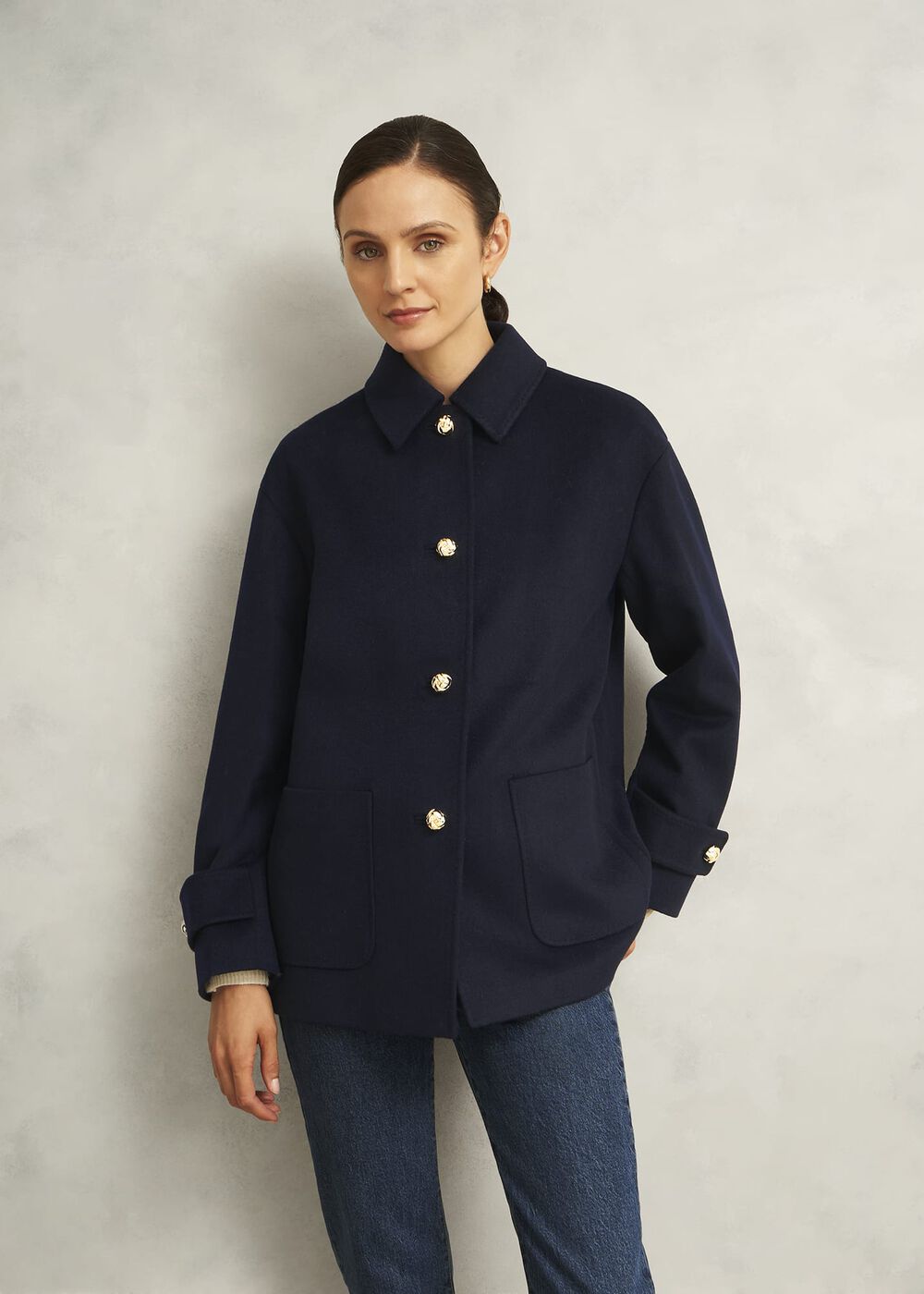 Erin Wool Blend Coat, Navy, hi-res