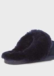 Lillian Shearling Slipper, Navy, hi-res