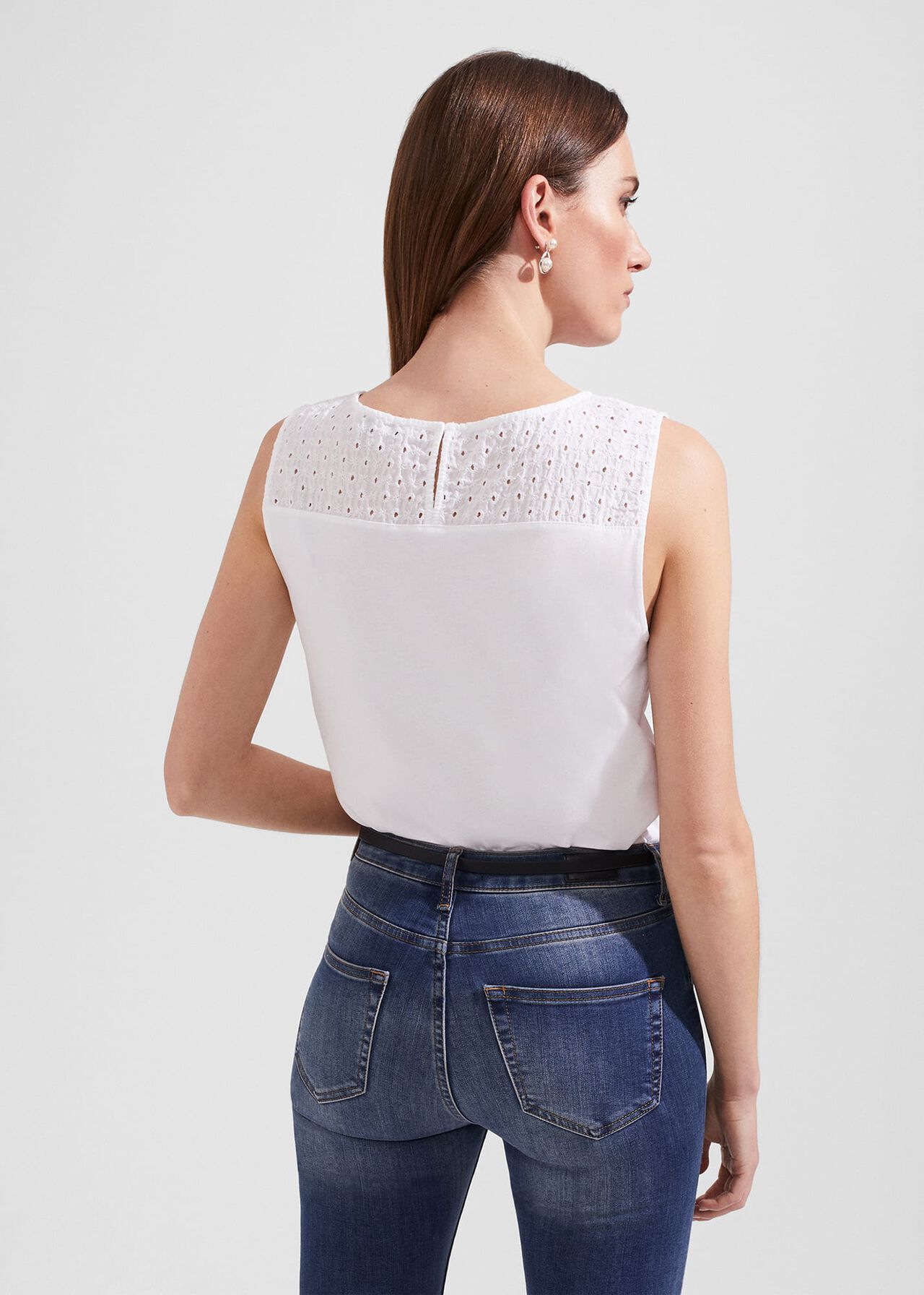 Paige Broderie Vest, White, hi-res