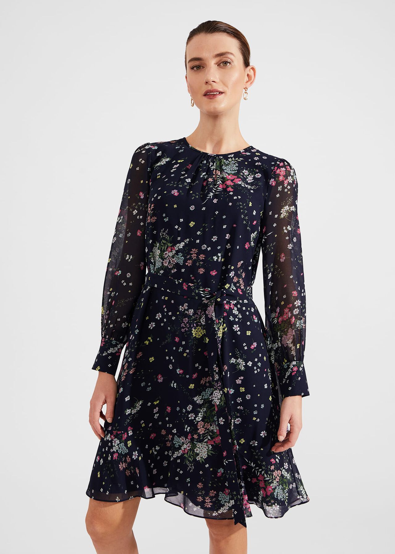 Frances A Line Dress, Navy Multi, hi-res