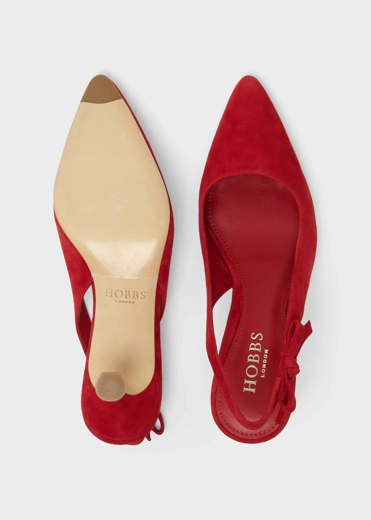 Julia Suede Slingback Shoes, Poppy Red, hi-res