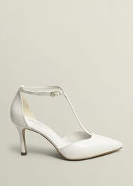 Alice T-Bar Leather Court Shoes, Ivory, hi-res