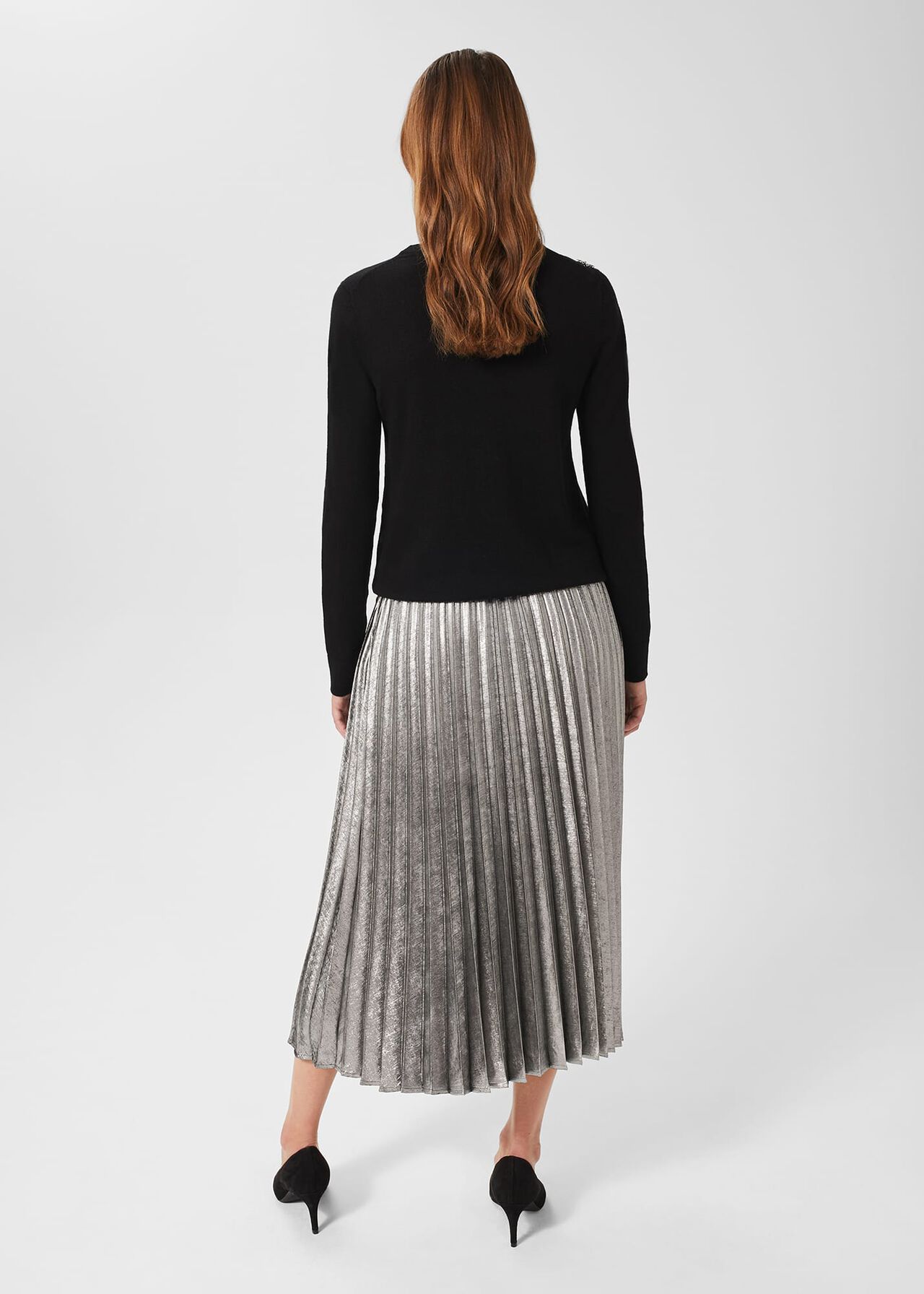 Annabella Pleated Skirt, Silver, hi-res