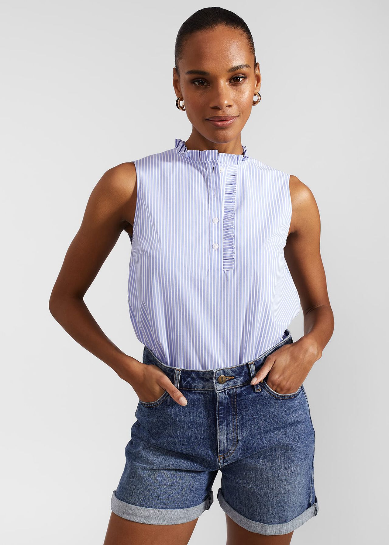 Abbie Blouse, Blue Ivory, hi-res