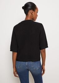 Ainsley Cotton Blend Knit Jacket, Black, hi-res