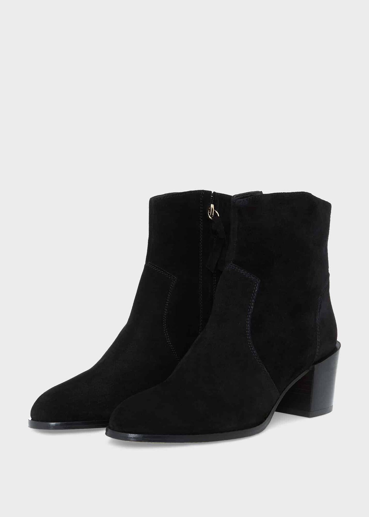 Hester Western Ankle Boots, Black, hi-res