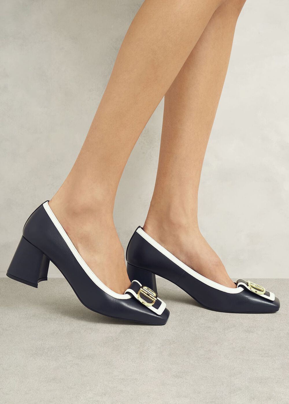 Lexia Leather Court Shoes, Navy Ivory, hi-res