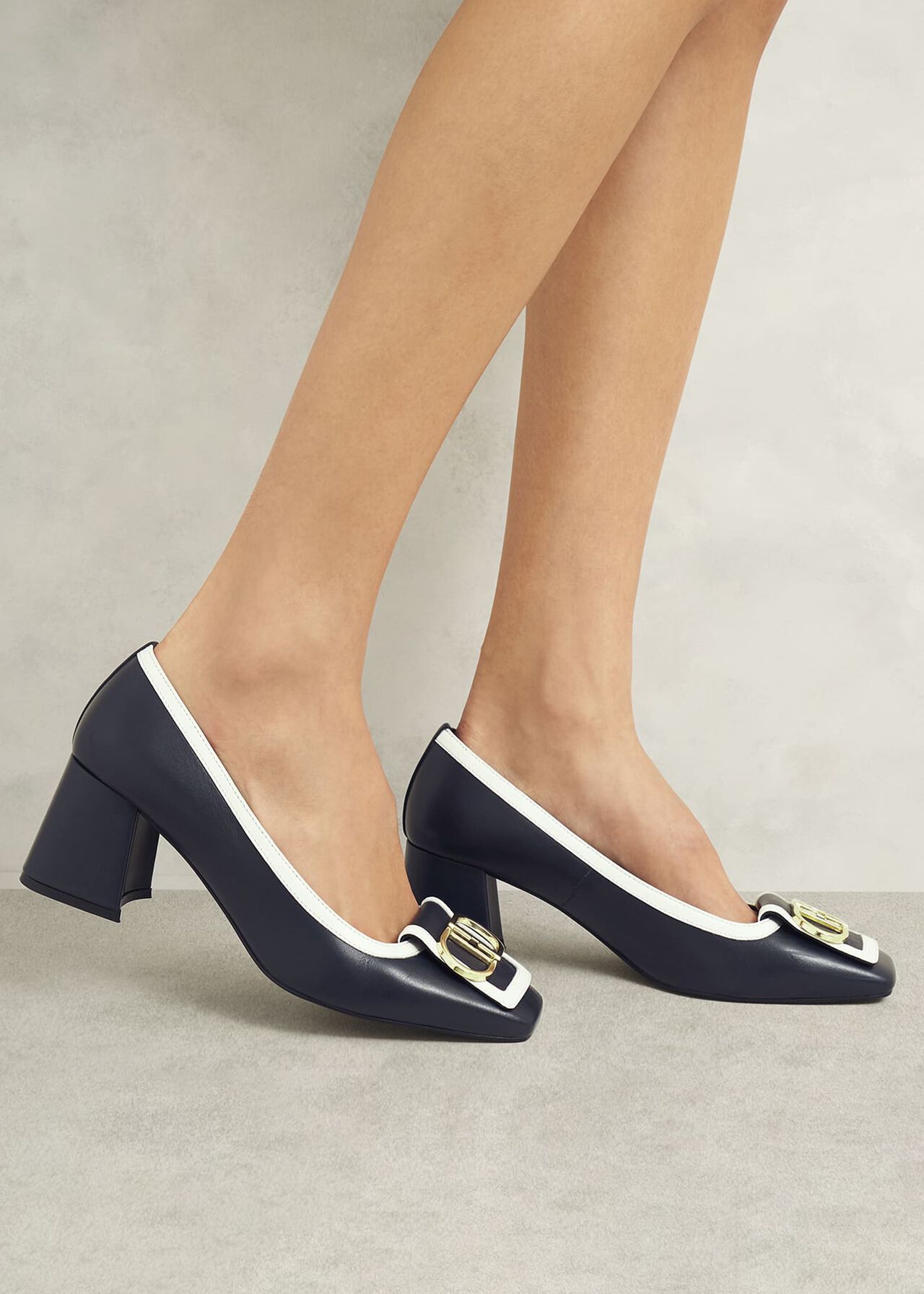 Lexia Leather Court Shoes, Navy Ivory, hi-res