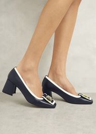 Lexia Leather Court Shoes, Navy Ivory, hi-res