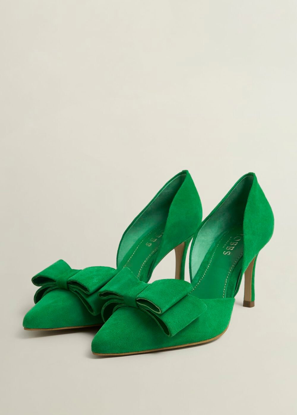 Elva Suede Bow Court Shoes, Cilantro Green, hi-res