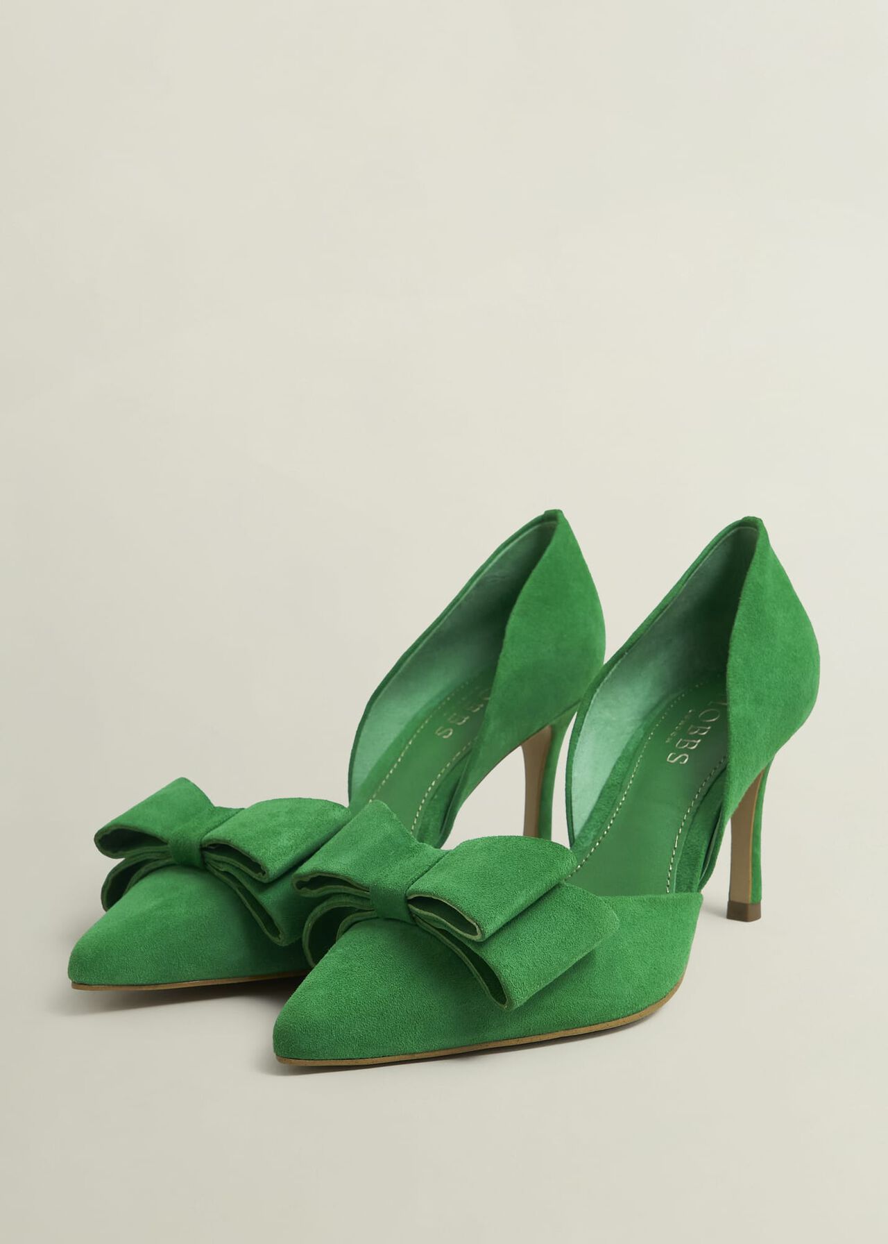 Elva Suede Bow Court Shoes, Cilantro Green, hi-res