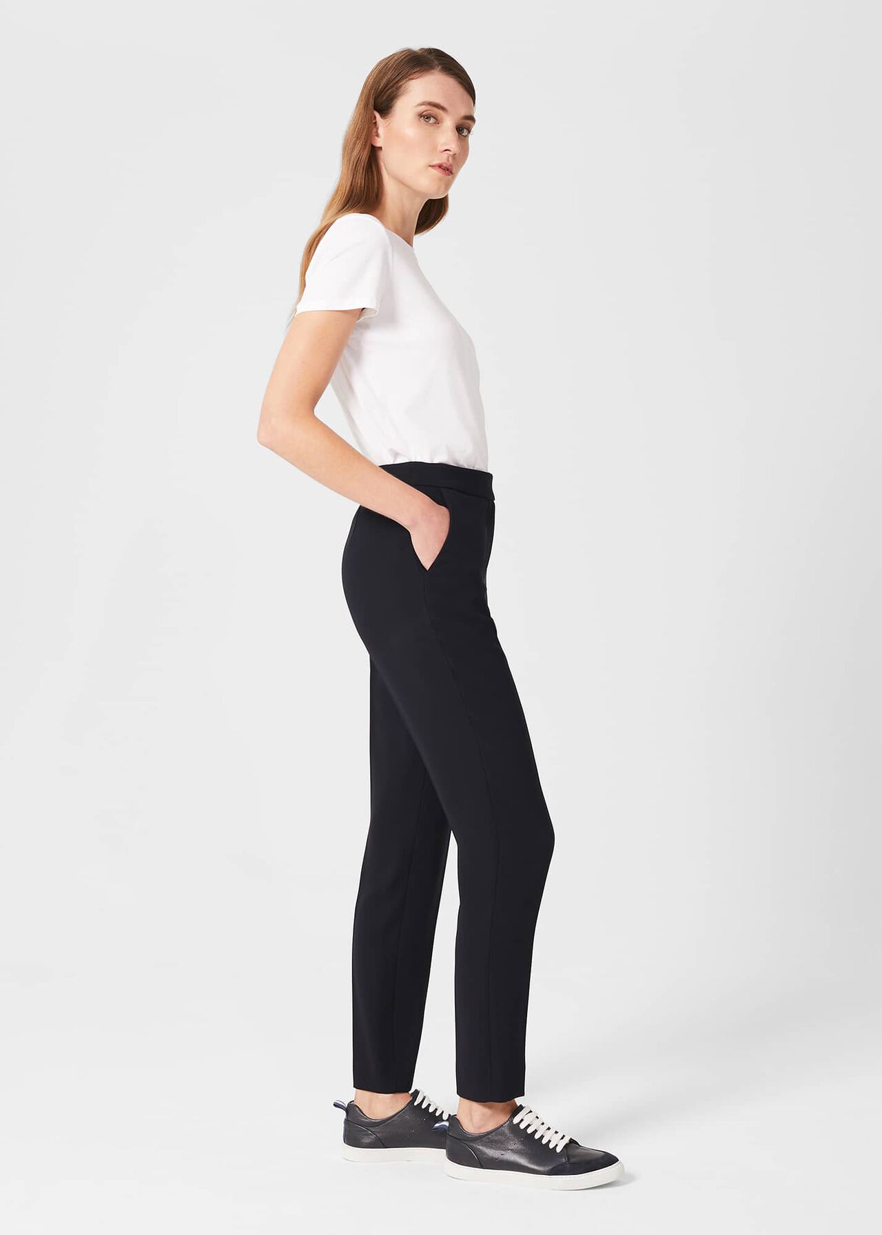 Abigail Tapered Trousers, Navy, hi-res