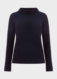 Audrey Wool Cashmere Sweater, Midnight Navy, hi-res
