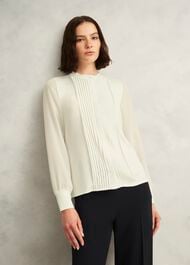 Carina Pleated Top, Ivory, hi-res
