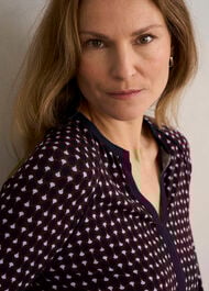 Zelia Printed Top, Navy Multi, hi-res