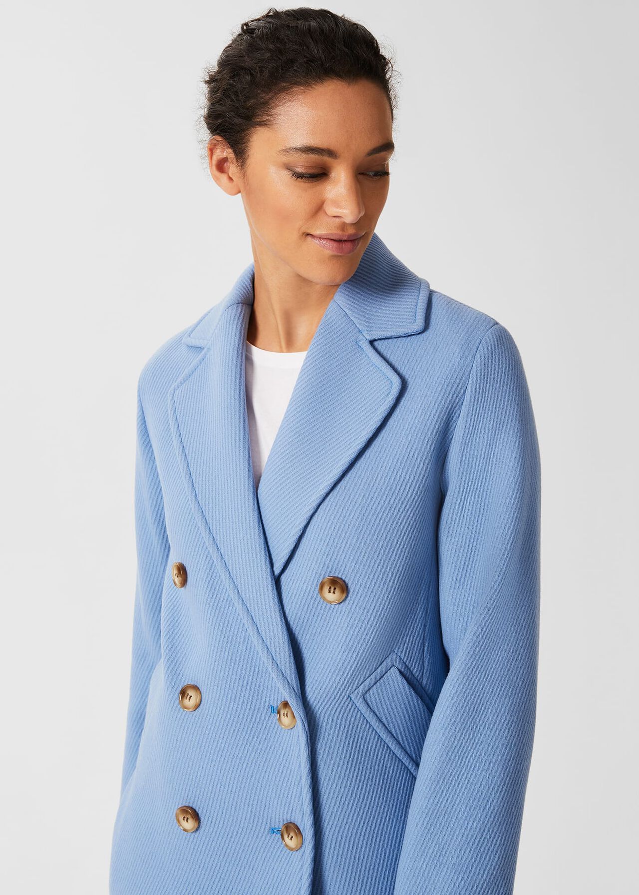 Bette Short Wool Blend Coat, Pale Blue, hi-res