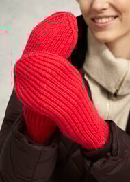 Philipa Knit Mittens With Wool, Red, hi-res