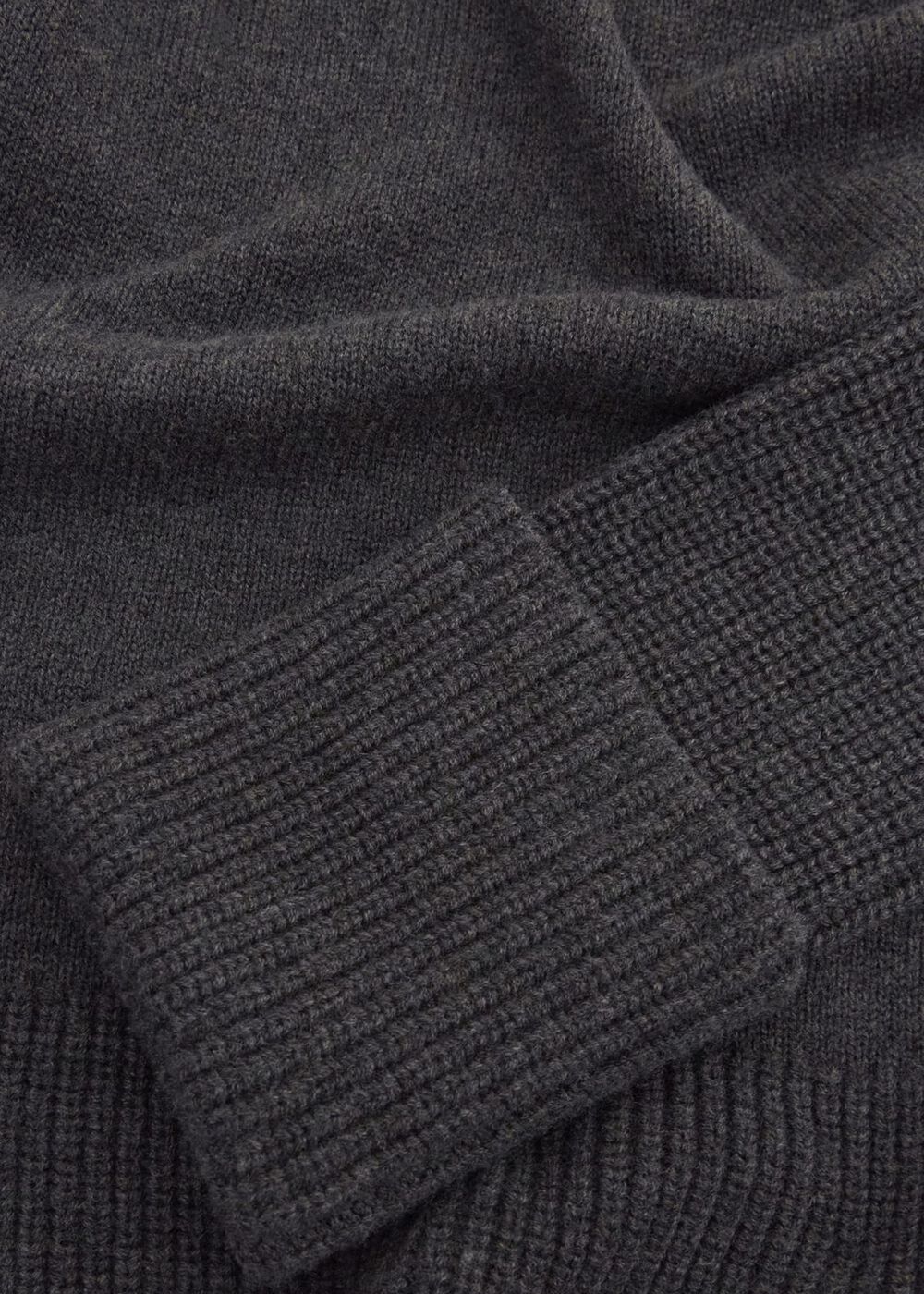 Gaskell Co-ord Wool Cotton Jumper, Dark Grey Marl, hi-res