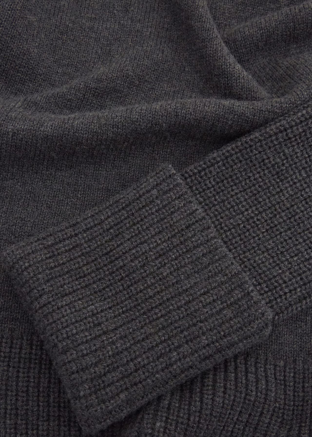 Gaskell Co-ord Wool Cotton Jumper, Dark Grey Marl, hi-res