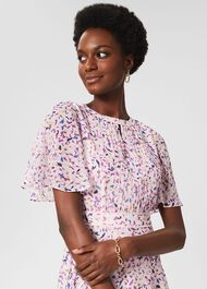 Lisette Silk Fit And Flare Dress, Pale Pink Multi, hi-res