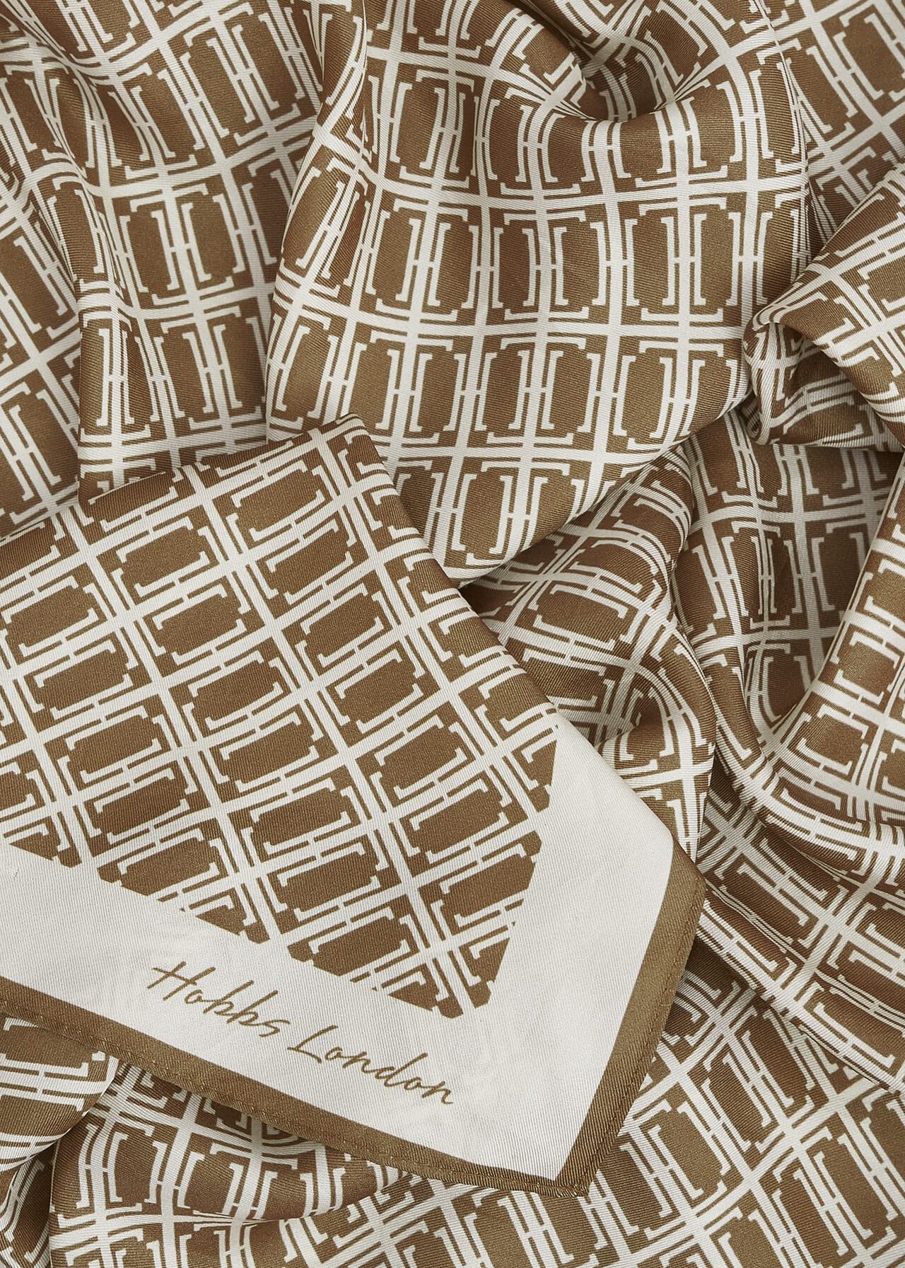 Milena Silk Scarf, Cream Camel, hi-res