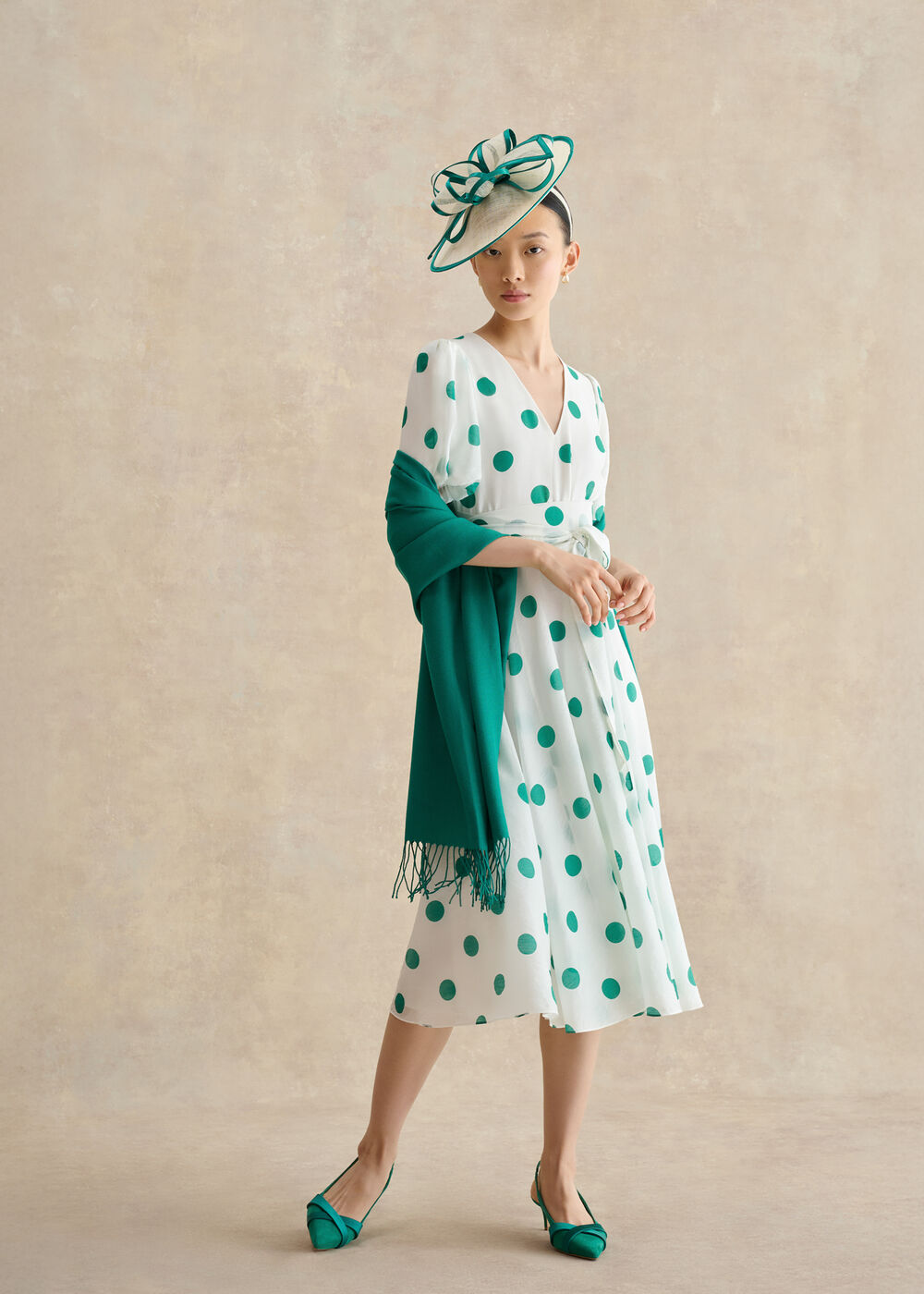 Marea Fascinator, Ivory Green, hi-res