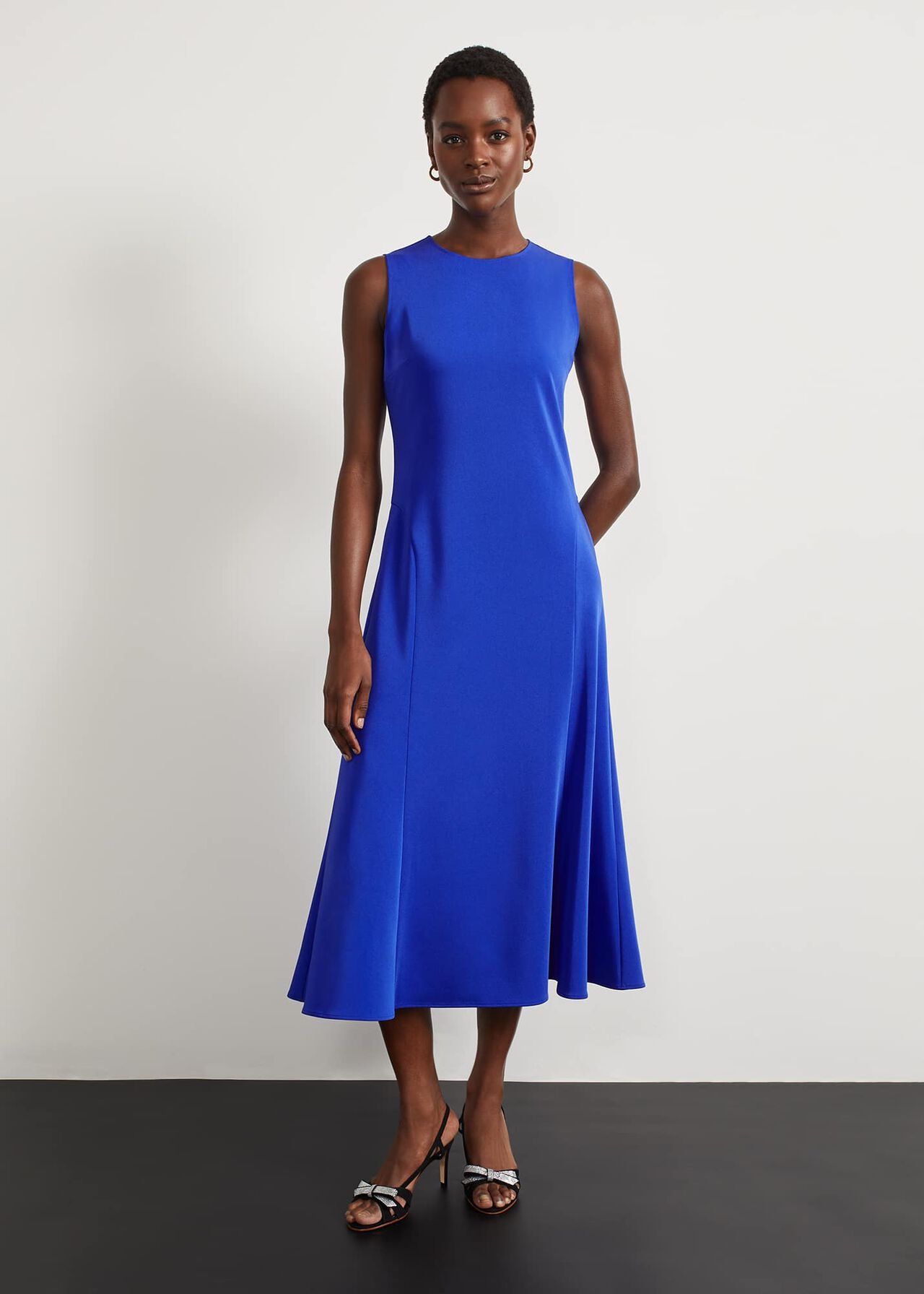 Palmer Midi Fit And Flare Dress, Mazarine Blue, hi-res