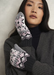 Deanna Fairisle Mittens, Grey Multi, hi-res