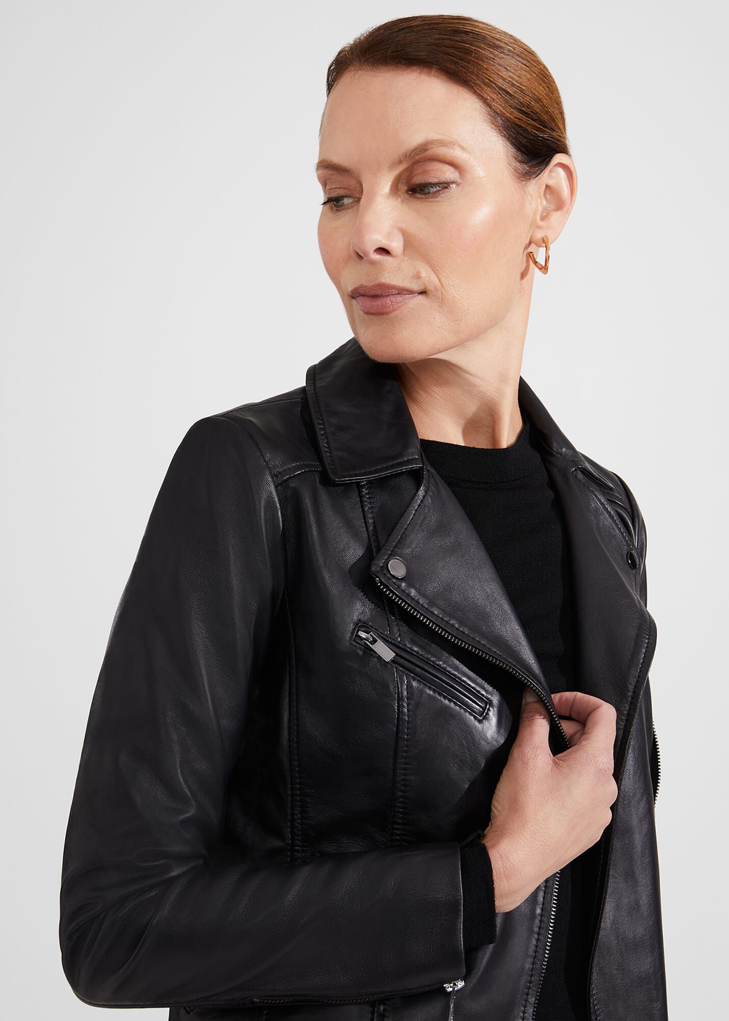 Hobbs black clearance leather jacket