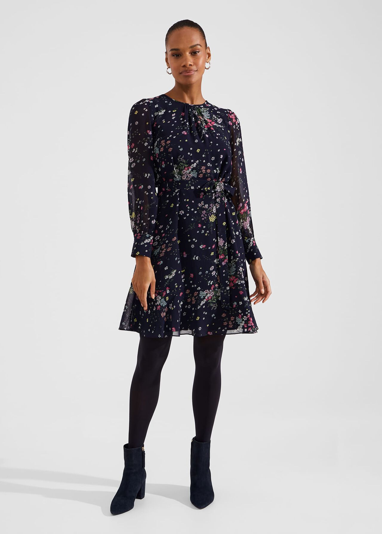 Frances A Line Dress, Navy Multi, hi-res