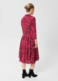 Petite Lainey Belted Fit And Flare Dress , Rich Berry Red, hi-res