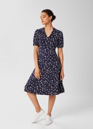 Zoe Fit And Flare Jersey Dress, Navy Ivory, hi-res