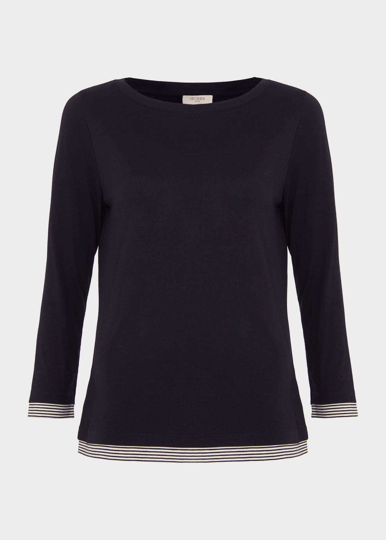 Delaney Stripe Top, Navy, hi-res