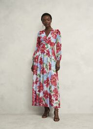 Amelie Twist Detail Dress, Blue Red, hi-res