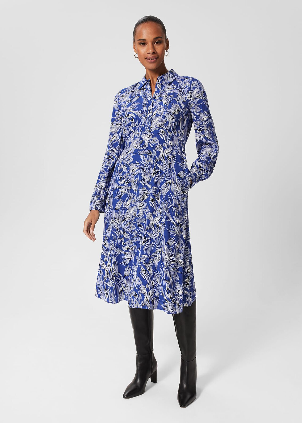 Octavia Shirt Dress, Blue Multi, hi-res