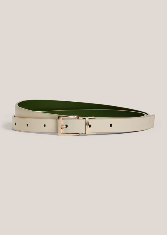 Pauline Skinny Reversible Leather Belt
