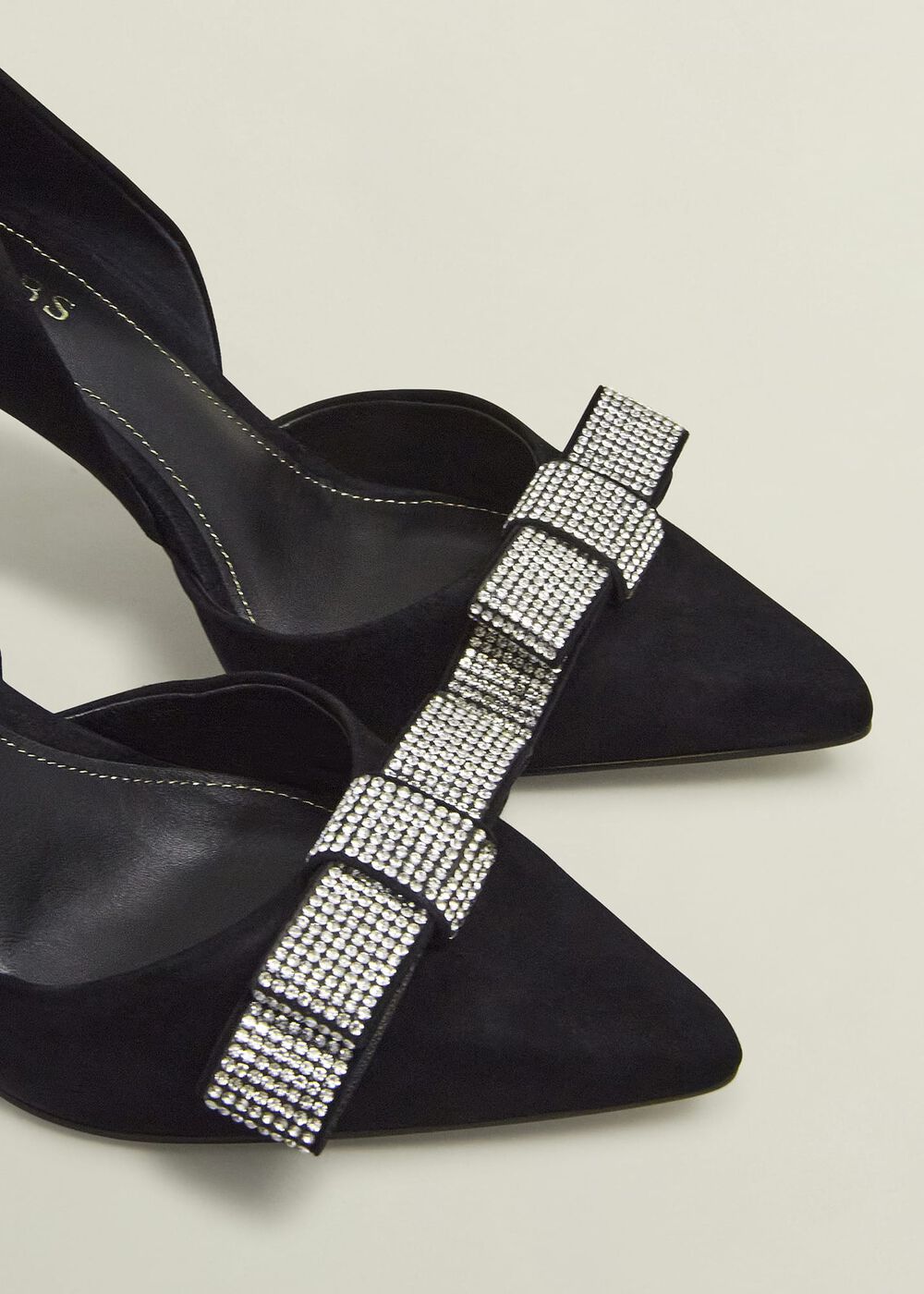 Elva Jewelled Bow Courts, Black, hi-res